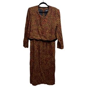 Sage Harbor Vintage Animal Floral Animal Print Midi/Maxi Dress Women's Sz 16